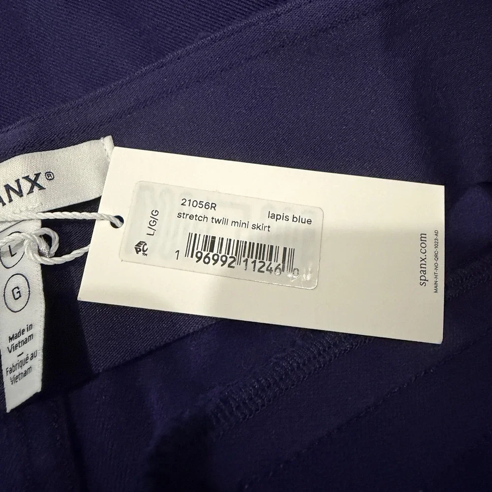 NEW Spanx Stretch Twill Mini Skirt Lapis Blue 21056R Womens Large‎ NWT
